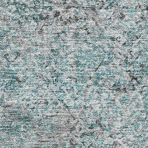 HomeRoots 10' X 14' Teal & Gray Abstract Area Rug - Soft, Stain-Resistant, UV Protected, Modern Design for Homes 667192