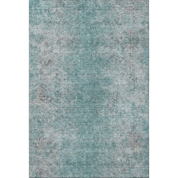 HomeRoots 10' X 14' Teal & Gray Abstract Area Rug - Soft, Stain-Resistant, UV Protected, Modern Design for Homes 667192