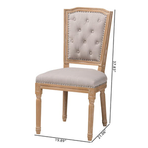 Baxton Studio Baxton Estelle Chic Rustic Dining Chair - Beige Upholstered Button-Tufted Oak Frame for Elegance TSF-9341