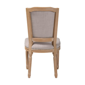 Baxton Studio Baxton Estelle Chic Rustic Dining Chair - Beige Upholstered Button-Tufted Oak Frame for Elegance TSF-9341