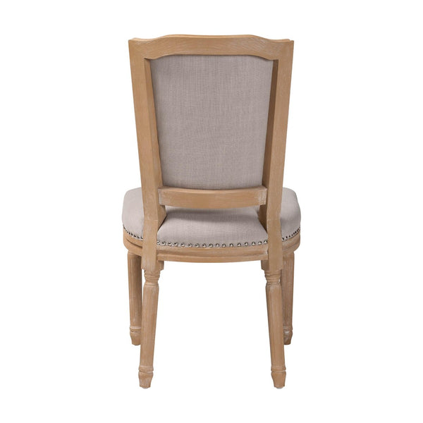 Baxton Studio Baxton Estelle Chic Rustic Dining Chair - Beige Upholstered Button-Tufted Oak Frame for Elegance TSF-9341