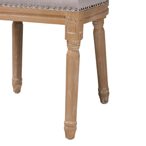 Baxton Studio Baxton Estelle Chic Rustic Dining Chair - Beige Upholstered Button-Tufted Oak Frame for Elegance TSF-9341