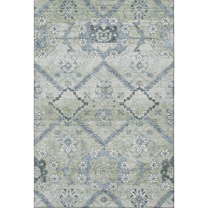 HomeRoots 8' X 10' Artichoke Green & Gray Floral Area Rug - Washable, UV Protected, Perfect for Busy Homes! 667202