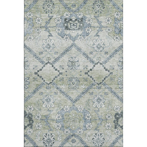 HomeRoots 9' X 12' Artichoke Green Floral Area Rug - Washable, Stain-Resistant, UV Protected for Any Space! 667203