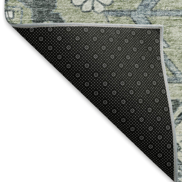 HomeRoots 9' X 12' Artichoke Green Floral Area Rug - Washable, Stain-Resistant, UV Protected for Any Space! 667203