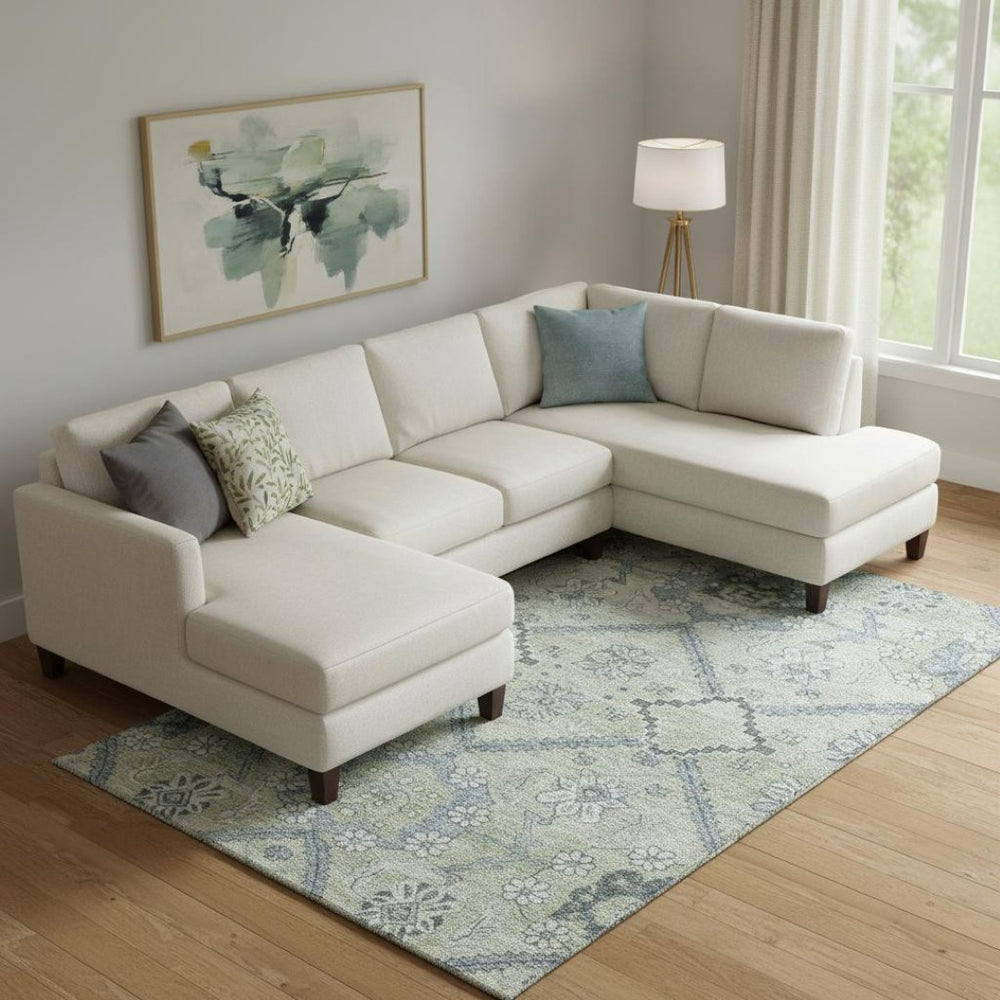 HomeRoots 10' Artichoke Green & Gray Floral Washable Area Rug - Durable, Stain-Resistant, UV Protected Elegance 667204