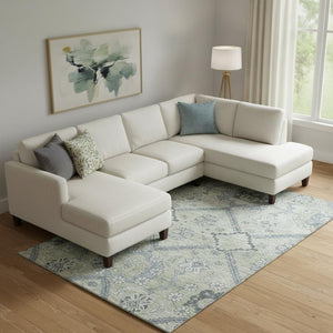 HomeRoots 10' Artichoke Green & Gray Floral Washable Area Rug - Durable, Stain-Resistant, UV Protected Elegance 667204