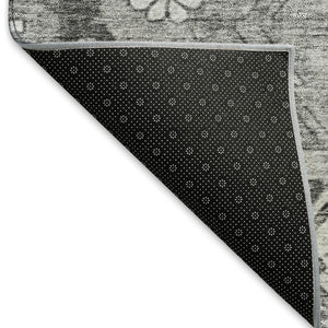 HomeRoots 5' X 8' Gray and Silver Floral Area Rug - Stylish, Washable, UV-Protected for Modern Homes & Families 667218