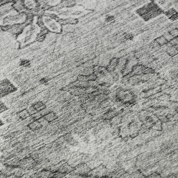 HomeRoots 10' X 14' Gray and Silver Floral Area Rug - Washable, UV-Protected, Durable for High-Traffic Spaces 667222