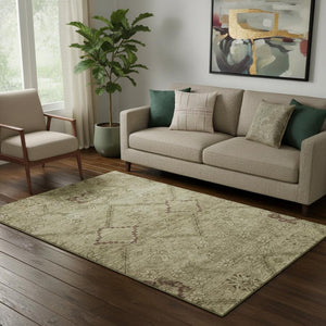 HomeRoots 5' X 8' Brown And Beige Floral Area Rug - Durable, Stain-Resistant, UV Protected for Busy Homes 667230