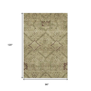 HomeRoots 8' X 10' Brown And Beige Floral Area Rug - Washable, UV Protected, Durable for High-Traffic Spaces 667232