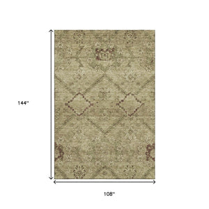 HomeRoots 9' X 12' Brown and Beige Floral Area Rug - Washable, UV Protected, Stain Resistant for Busy Homes 667233