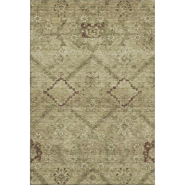 HomeRoots 10' Brown and Beige Floral Washable Area Rug – UV Protected, Durable, Perfect for Families & Pets! 667234