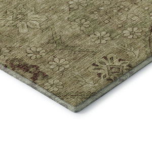 HomeRoots 10' Brown and Beige Floral Washable Area Rug – UV Protected, Durable, Perfect for Families & Pets! 667234
