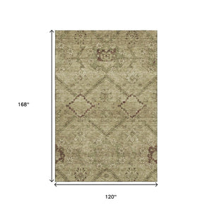 HomeRoots 10' Brown and Beige Floral Washable Area Rug – UV Protected, Durable, Perfect for Families & Pets! 667234