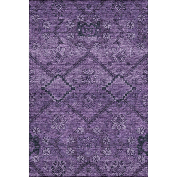 HomeRoots 8' X 10' Eggplant Floral Area Rug - Washable, Durable, UV-Protected with Timeless Design for Homes 667238