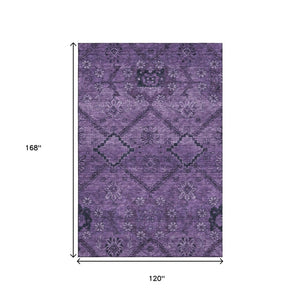 HomeRoots 10' X 14' Eggplant & Gray Floral Area Rug – Washable, UV-Protected & Stain-Resistant for Homes 667240