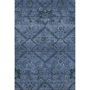 HomeRoots 8' X 10' Navy Blue and Gray Floral Area Rug – Washable, UV Protected, and Stain Resistant for Durability 667244