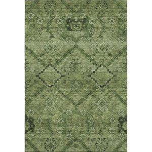 HomeRoots 10' X 14' Olive Green & Gray Floral Washable Area Rug – UV Protection, Durable, Easy Care Design 667252