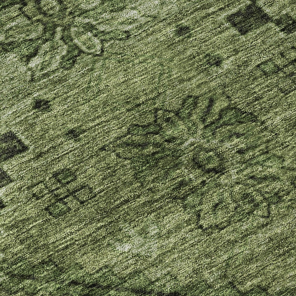 HomeRoots 10' X 14' Olive Green & Gray Floral Washable Area Rug – UV Protection, Durable, Easy Care Design 667252