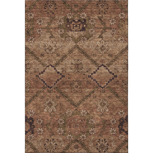 HomeRoots 5' X 8' Floral Area Rug in Rust and Copper – Washable, UV-Protected, Stain-Resistant, Durable Design 667254