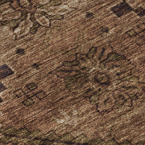 HomeRoots 8' X 10' Floral Area Rug in Rust & Copper - Washable, UV-Protected, Durable for High-Traffic Spaces 667256