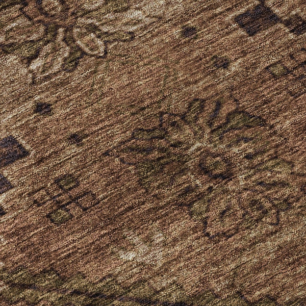 HomeRoots 9' X 12' Floral Area Rug in Rust & Copper – Stylish, Washable, Stain-Resistant with UV Protection! 667257