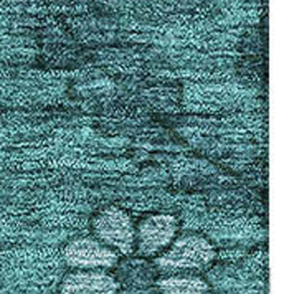 HomeRoots 9' X 12' Teal And Gray Floral Area Rug - Washable, UV-Protected, Stain-Resistant for Busy Homes 667263