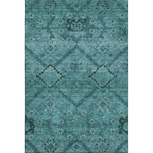 HomeRoots 10' X 14' Teal and Gray Floral Area Rug – Washable, UV Protected, Stain Resistant for Busy Homes! 667264