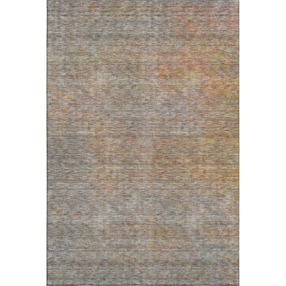 HomeRoots 5' X 8' Gray And Orange Abstract Area Rug – Durable, Washable, UV-Resistant for Modern Homes 667290