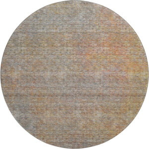 HomeRoots 8' Gray and Orange Abstract Round Rug - Washable, UV Protected, Stylish & Durable for Any Room 667291