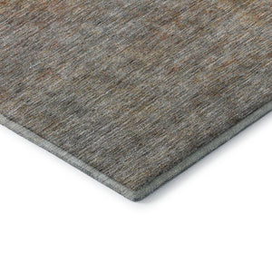 HomeRoots 8' Gray and Orange Abstract Round Rug - Washable, UV Protected, Stylish & Durable for Any Room 667291
