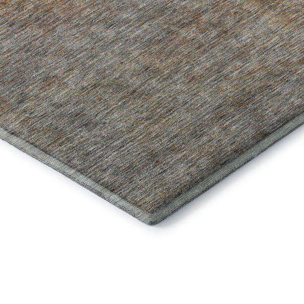 HomeRoots 8' Gray and Orange Abstract Round Rug - Washable, UV Protected, Stylish & Durable for Any Room 667291