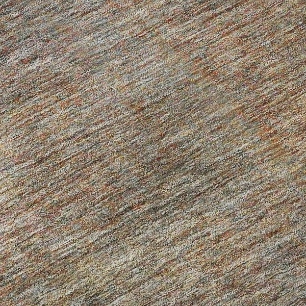 HomeRoots 8' Gray and Orange Abstract Round Rug - Washable, UV Protected, Stylish & Durable for Any Room 667291