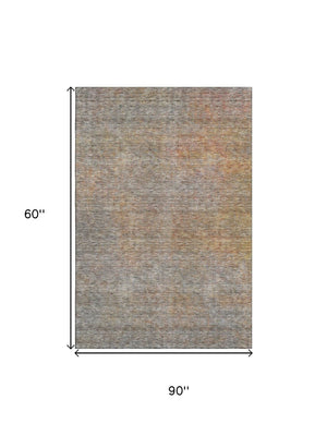 HomeRoots 10' X 14' Gray and Orange Abstract Washable Area Rug - UV Protected, Stain Resistant, Durable Design 667294