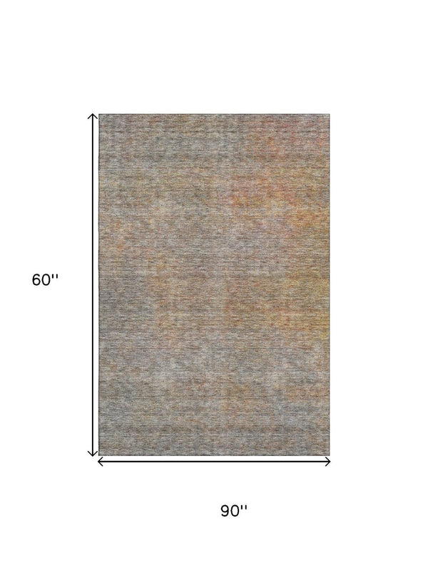HomeRoots 10' X 14' Gray and Orange Abstract Washable Area Rug - UV Protected, Stain Resistant, Durable Design 667294
