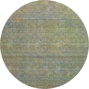 HomeRoots 8' Green And Gold Abstract Washable Round Rug - UV Protected, Stain-Resistant, Ideal for Busy Homes 667297