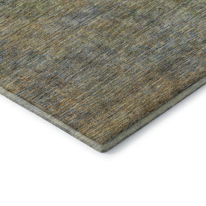 HomeRoots 8' Green And Gold Abstract Washable Round Rug - UV Protected, Stain-Resistant, Ideal for Busy Homes 667297