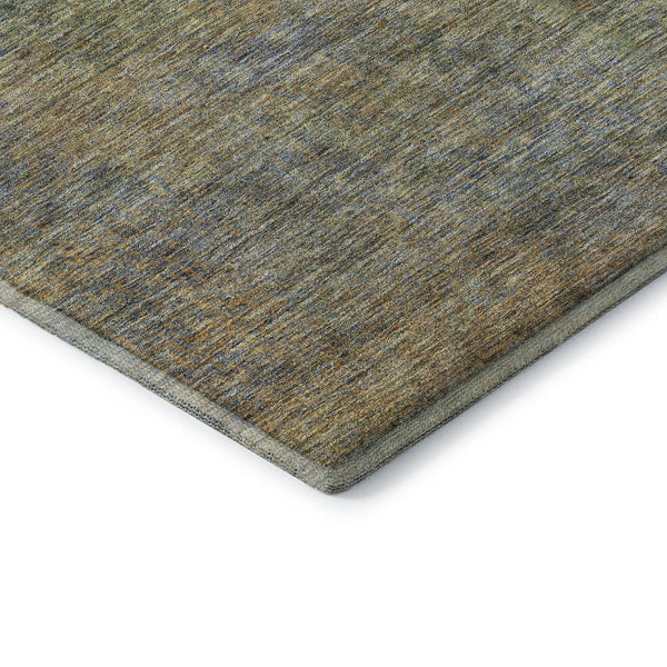 HomeRoots 8' Green And Gold Abstract Washable Round Rug - UV Protected, Stain-Resistant, Ideal for Busy Homes 667297