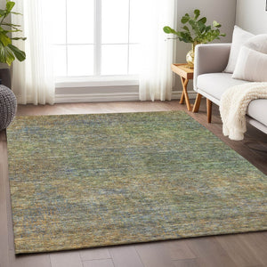 HomeRoots 10' X 14' Washable Green and Gold Abstract Area Rug with UV Protection – Stylish, Durable & Easy-Care! 667300