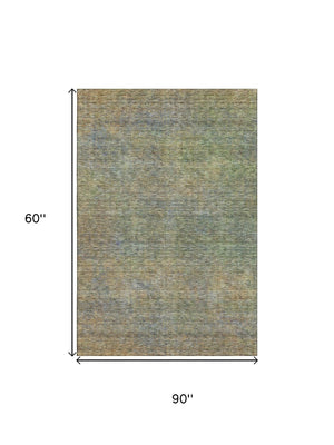 HomeRoots 10' X 14' Washable Green and Gold Abstract Area Rug with UV Protection – Stylish, Durable & Easy-Care! 667300
