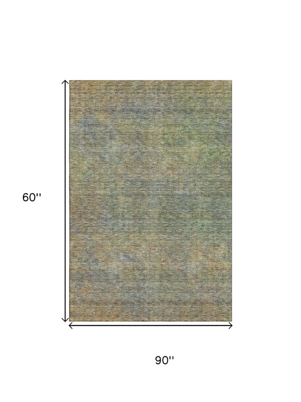 HomeRoots 10' X 14' Washable Green and Gold Abstract Area Rug with UV Protection – Stylish, Durable & Easy-Care! 667300