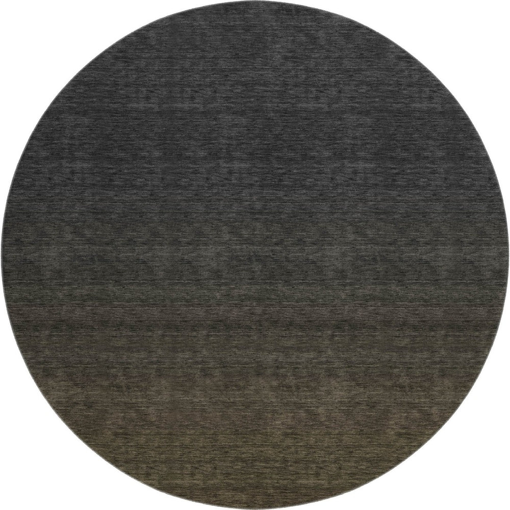 HomeRoots 8' Stylish Chocolate-Gray Ombre Washable Round Rug with UV Protection for Modern Homes & Families 667303