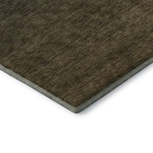 HomeRoots 8' Stylish Chocolate-Gray Ombre Washable Round Rug with UV Protection for Modern Homes & Families 667303