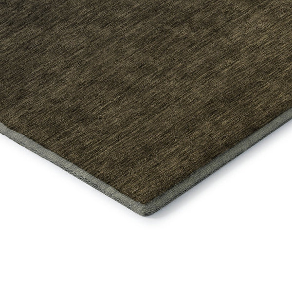 HomeRoots 8' Stylish Chocolate-Gray Ombre Washable Round Rug with UV Protection for Modern Homes & Families 667303