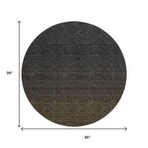 HomeRoots 8' Stylish Chocolate-Gray Ombre Washable Round Rug with UV Protection for Modern Homes & Families 667303