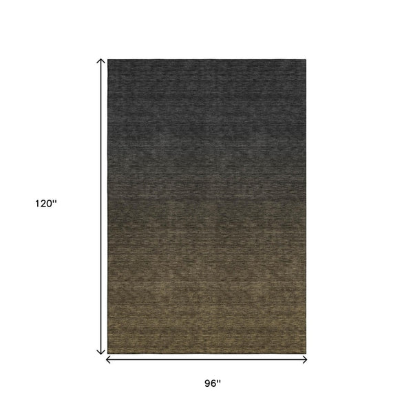 HomeRoots 8' X 10' Ombre Chocolate & Gray Washable Area Rug - UV Protective, Family-Friendly, Stylish Design 667304