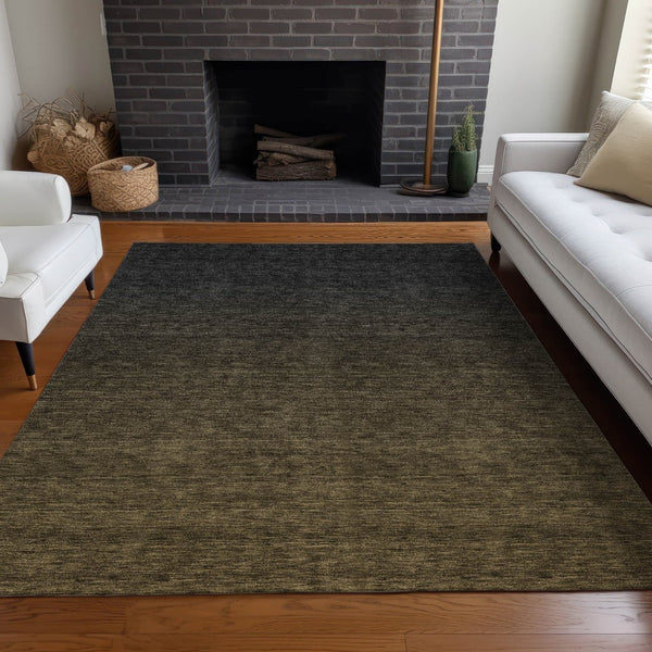 HomeRoots 9' X 12' Washable Ombre Area Rug in Chocolate & Gray - UV Protection, Stain Resistant, Non-Slip Backing 667305