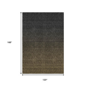 HomeRoots 10' X 14' Chocolate & Gray Ombre Area Rug - Stylish, Washable, UV-Protected for High-Traffic Spaces 667306