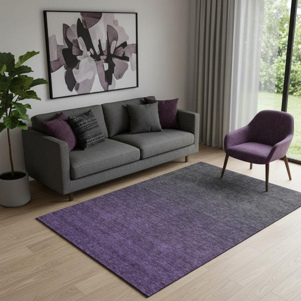 HomeRoots 5' X 8' Stylish Eggplant Charcoal Ombre Washable Area Rug with UV Protection for Busy Homes 667308